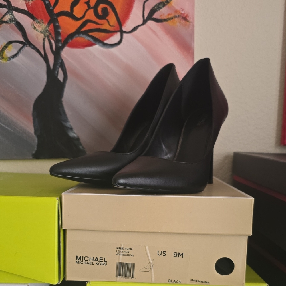 Michael Kors Black Leather Pointed-Toe Stilettos